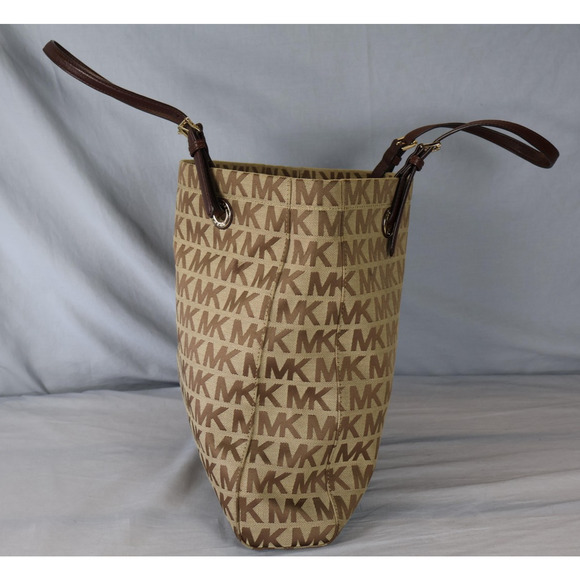 Michael Kors Tote Bag Womens Large MK Monogram Canvas Shoulder Purse Handbag - Picture 3 of 16